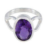 Angeles Purple Solitaire Ring with Oval Gemstone Amethyst Purple